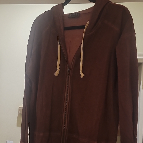 POL Jackets & Blazers - NWOT POL Warm Maroon Midi Full Zip Hoodie